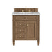 Brittany 30" Single Vanity, Pecan w/ 3 CM Carrara Marble Top