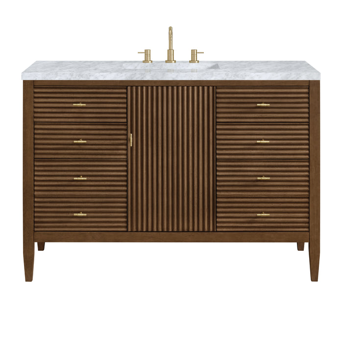 Myrrin 48" Single Vanity, Carbon Oak, w/ 3 CM Tajnar Eclos Top
