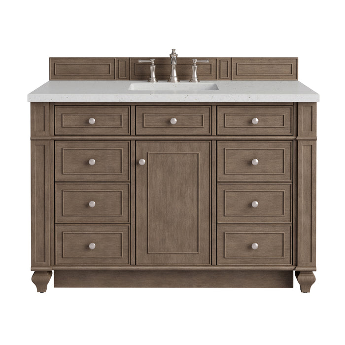 Bristol 48" Single Vanity, Whitewashed Walnut w/ 3 CM Carrara Marble Top
