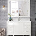 James Martin Addison 48" Single Bathroom Vanity in Glossy White, shown in a bathroom setting