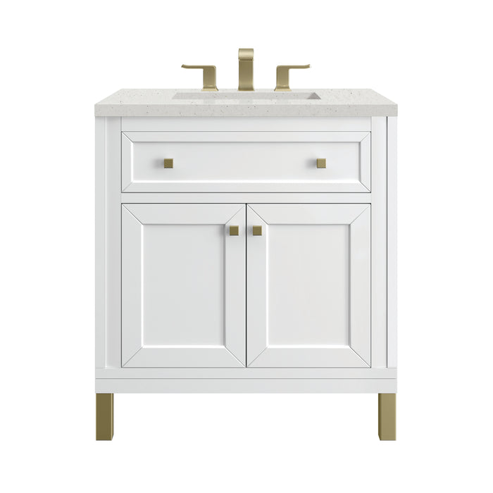 Chicago 30" Single Vanity, Glossy White, w/ 3 CM Lime Delight Silestone® Top
