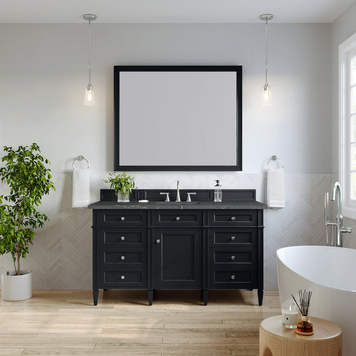 Brittany 60" Single Vanity, Pecan w/ 3 CM Siberian Silestone Top