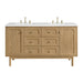 Laurent 60" Double Vanity, Light Natural Oak, w/ 3 CM Lime Delight Quartz Top