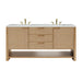 Solene 72" Double Vanity, Seaside Oak, w/ 3 CM Ethereal Noctis Quartz Top