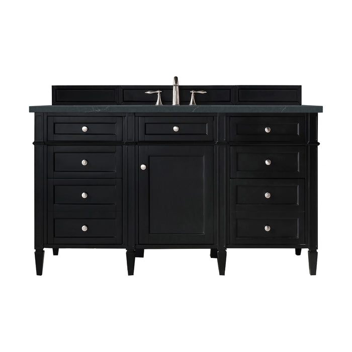 Brittany 60" Single Vanity, Black Onyx, w/ 3 CM Charcoal Soapstone Silestone Top