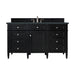 Brittany 60" Single Vanity, Black Onyx, w/ 3 CM Charcoal Soapstone Silestone Top