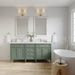 James Martin Brittany 72" Double Bathroom Vanity in Smokey Celadon, shown in a bathroom setting