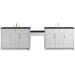 Bellshire 120" Dual Vanity Set with 24" Make-Up Counter, Bright White w/3 cm Charcoal Soapstone Silestone Top