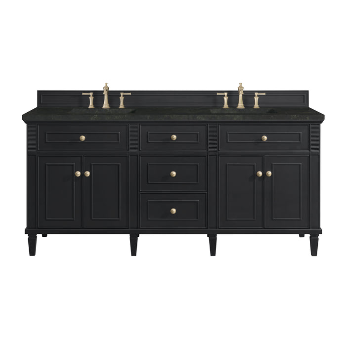 Lorelai 72" Double Vanity, Black Onyx, w/ 3 CM Phantome Eclos Top