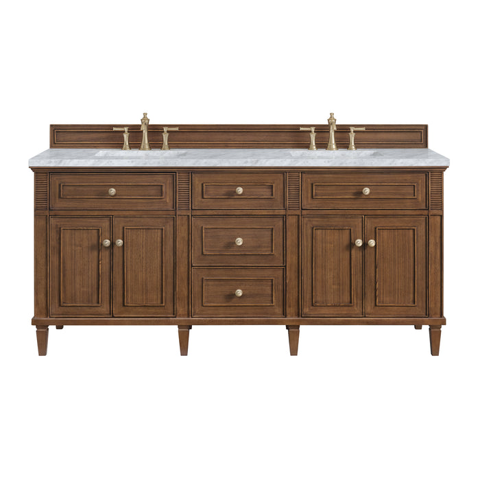 Lorelai 72" Double Vanity, Light Natural Oak w/ 3 CM Parisien Bleu Silestone Top