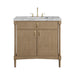 Kinnsden 36" Single Vanity, Weathered Oak w/ 3 CM Carrara Marble Top