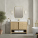James Martin Marigot 48" Single Bathroom Vanity in Sunwashed Oak, shown in a bathroom setting