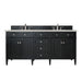 Brittany 72" Double Vanity, Black Onyx, w/ 3 CM Siberian Silestone Top