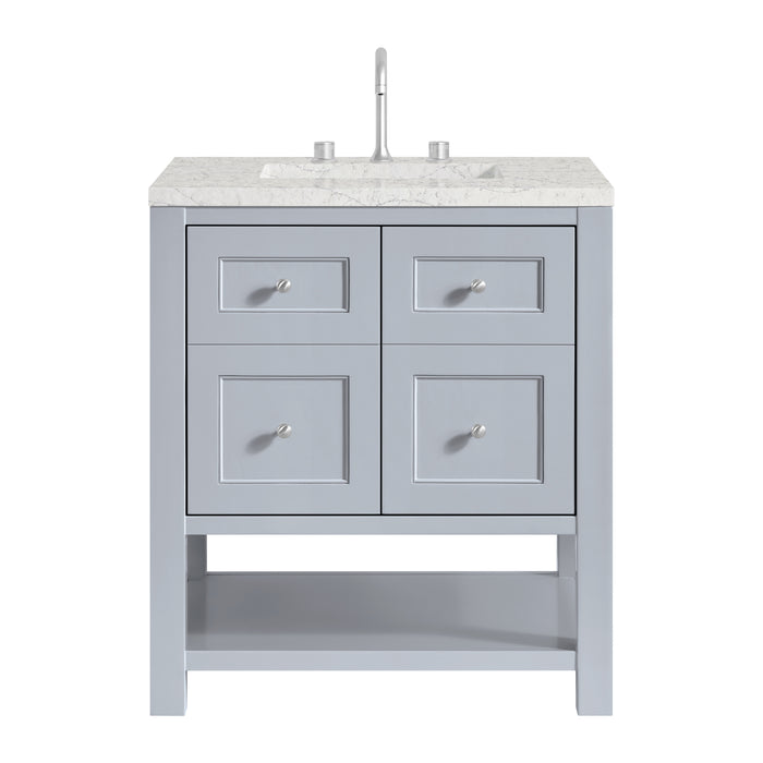 Breckenridge 30" Single Vanity, Serenity Blue, w/ 3 CM Eternal Jasmine Pearl Quartz Top