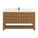 Malibu 60" Single Vanity, Amber Birch w/ Single Hole 3 CM White Zeus Top & Backsplash