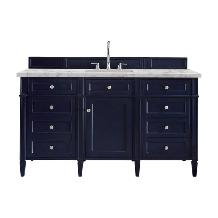 Brittany 60" Single Vanity, Urban Gray w/ 3 CM Eternal Jasmine Pearl Silestone Top