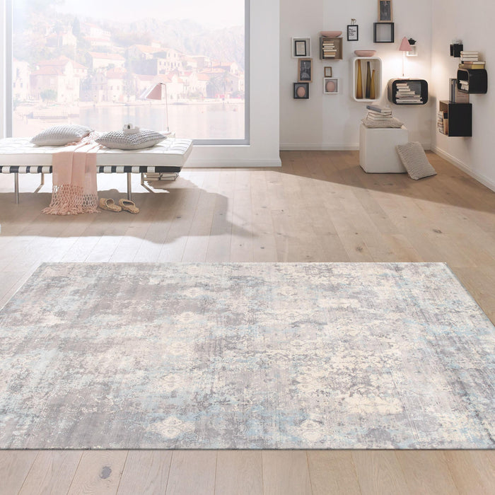 Pasargad Home Mirage Collection Hand-Loomed Bamboo Silk Area Rug, 6' 0" X 9' 0", Grey psh-27 6x9