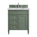 Brittany 30" Single Vanity, Smokey Celadon w/ 3 CM Carrara Marble Top