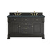 Brookfield 60" Double Vanity, Black Onyx w/3 CM Charcoal Soapstone Silestone Top