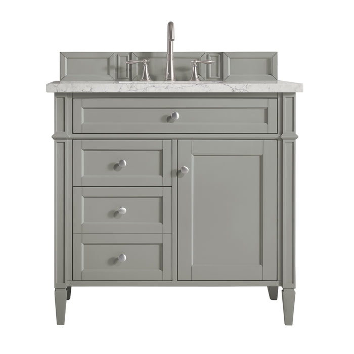 Brittany 36" Single Vanity, Urban Gray w/ 3 CM Eternal Jasmine Pearl Silestone Top