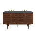 Amberly 60" Double Vanity, Mid-Century Walnut w/ 3 CM Charcoal Soapstone Top