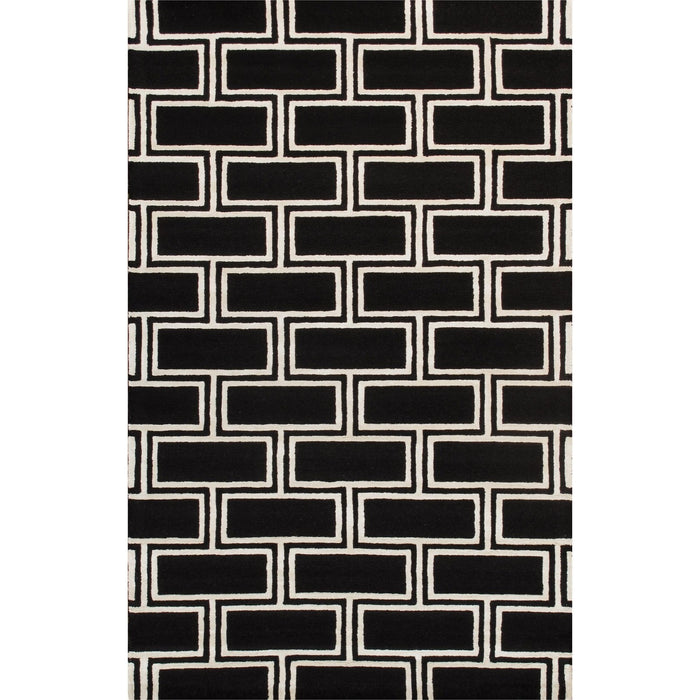Pasargad Home Edgy Collection Hand-Tufted Bamboo Silk & Wool Area Rug, 5' 0" X 8' 0", Black pvny-21 5x8