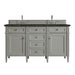 Brittany 60" Double Vanity, Smokey Celadon w/ 3 CM Victorian Silver Top w/FreePower Wireless Charger