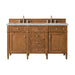 Brittany 60" Double Vanity, Saddle Brown w/ 3 CM Parisien Bleu Silestone Top