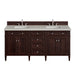 Brittany 72" Double Vanity, Burnished Mahogany w/ 3 CM Parisien Bleu Silestone Top