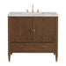 Myrrin 36" Vanity, Mid Century Walnut w/ 3 CM Victorian Silver Silestone Top