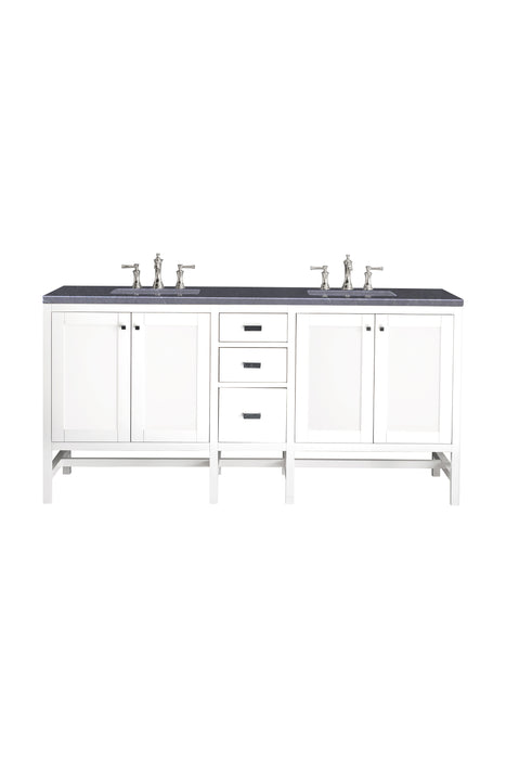 Addison 72" Double Vanity, Glossy White w/ 3 CM Charcoal Soapstone Silestone Top