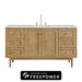 Laurent 60" Single Vanity, Light Natural Oak, w/ 3 CM Parisien Bleu Quartz Top