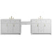 Bellshire 120" Dual Vanity Set with 24" Make-Up Counter, Bright White w/3 cm White Zeus Silestone Top