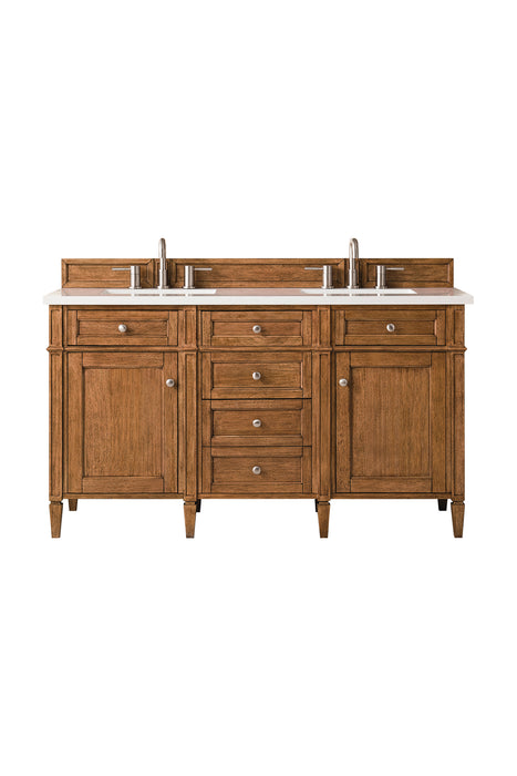 Brittany 60" Double Vanity, Saddle Brown, w/ 3 CM Phantome Eclos Top