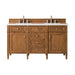 Brittany 60" Double Vanity, Saddle Brown, w/ 3 CM Phantome Eclos Top