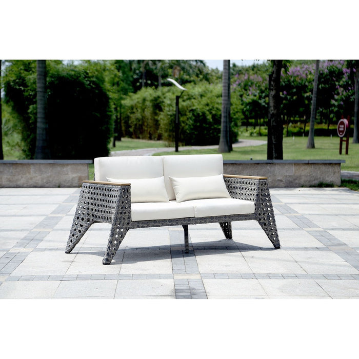 Manhattan Comfort Eiffel Outdoor Patio Conversation Set in Grey and Cream