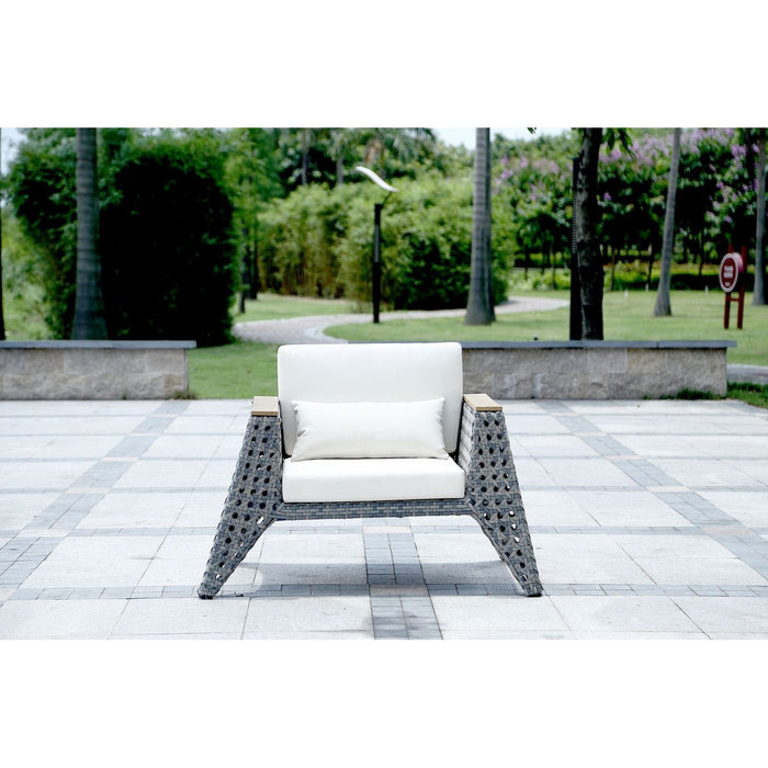 Manhattan Comfort Eiffel Outdoor Patio Conversation Set in Grey and Cream