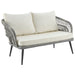 Manhattan Comfort Riviera Rope Wicker 4-Piece 4 Seater Patio Conversation Set with Cushions in Cream