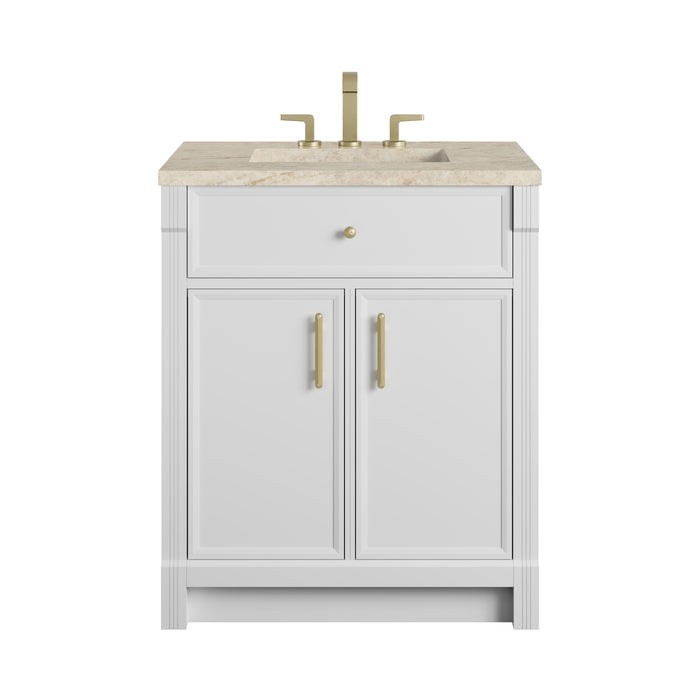 Bellshire 30" Single Vanity, Bright White w/ 3 CM Tajnar Eclos Top