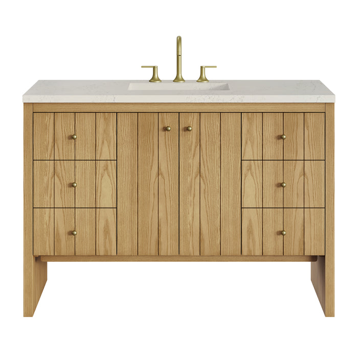 Hudson 48" Single Vanity, Light Natural Oak w/ 3 CM Charcoal Soapstone Top