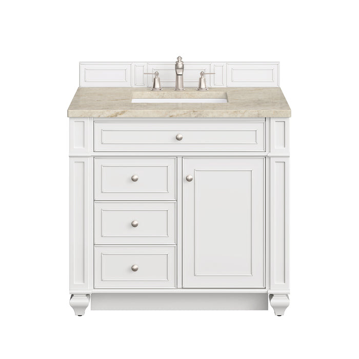 Bristol 36" Single Vanity, Bright White, w/ 3 CM Tajnar Eclos Top