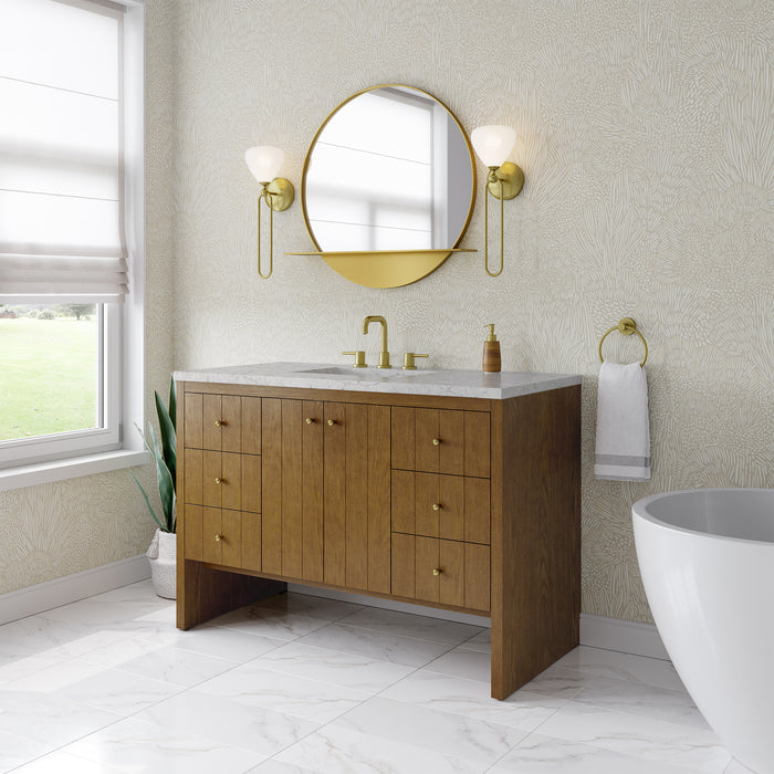 Hudson 48" Single Vanity, Light Natural Oak w/ 3 CM Victorian Silver Top w/ FreePower Wireless Charger