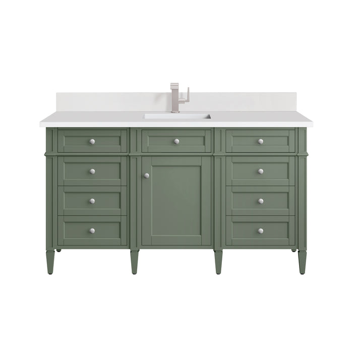 Brittany 60" Single Vanity, Saddle Brown w/ 3 CM White Zeus Silestone Top