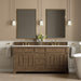 James Martin Brookfield 72" Double Bathroom Vanity in Pecan, shown in a bathroom setting