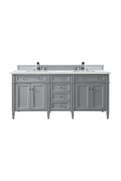 Brittany 72" Double Vanity, Urban Gray w/ 3 CM Eternal Jasmine Pearl Silestone Top