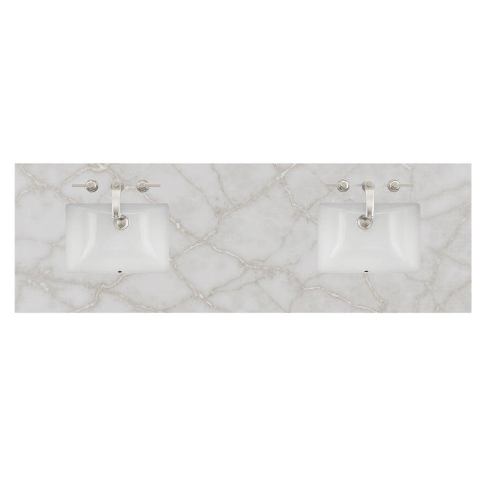 72" Double Top, 3 CM Victorian Silver Quartz w/ Sink