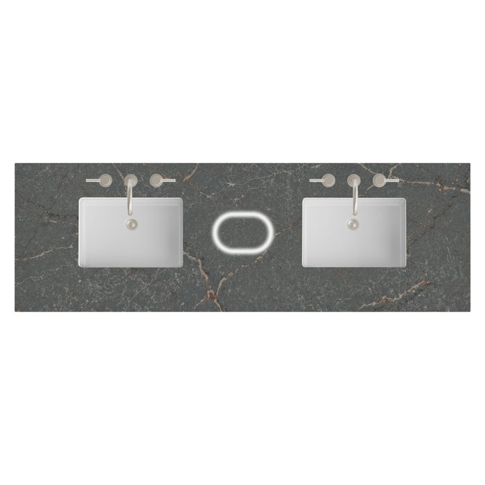 72" Double Top, 3 CM Parisien Bleu Silestone w/ Sink & FreePower Wireless Charger