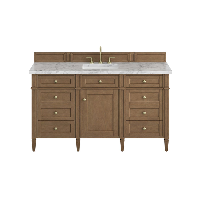 Brittany 60" Single Vanity, Bright White w/ 3 CM Lime Delight Silestone Top