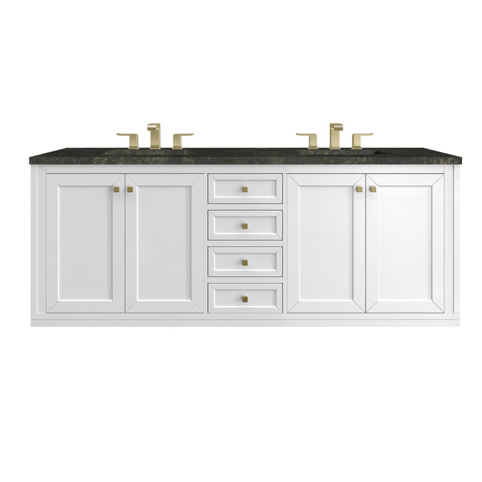Chicago 72" Double Vanity, Walnut Whisper, w/ 3 CM White Zeus Silestone® Top