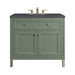 Chicago 36" Single Vanity, Smokey Celadon, w/ 3 CM Charcoal Soapstone Silestone® Top